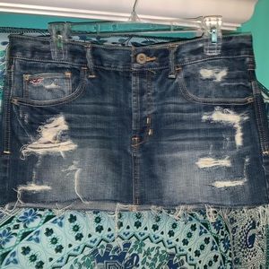 distressed hollister jean skirt size 7 waist 28